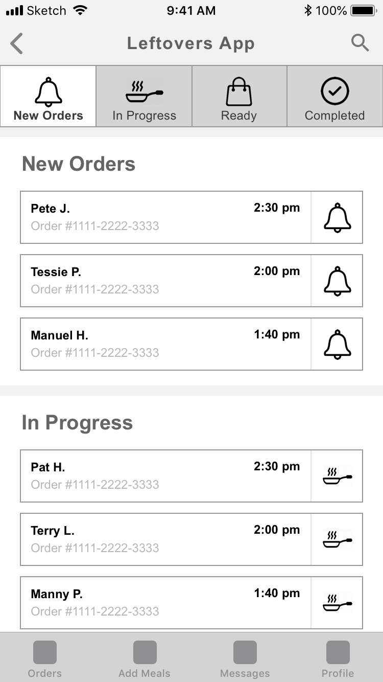 New Orders Wireframe