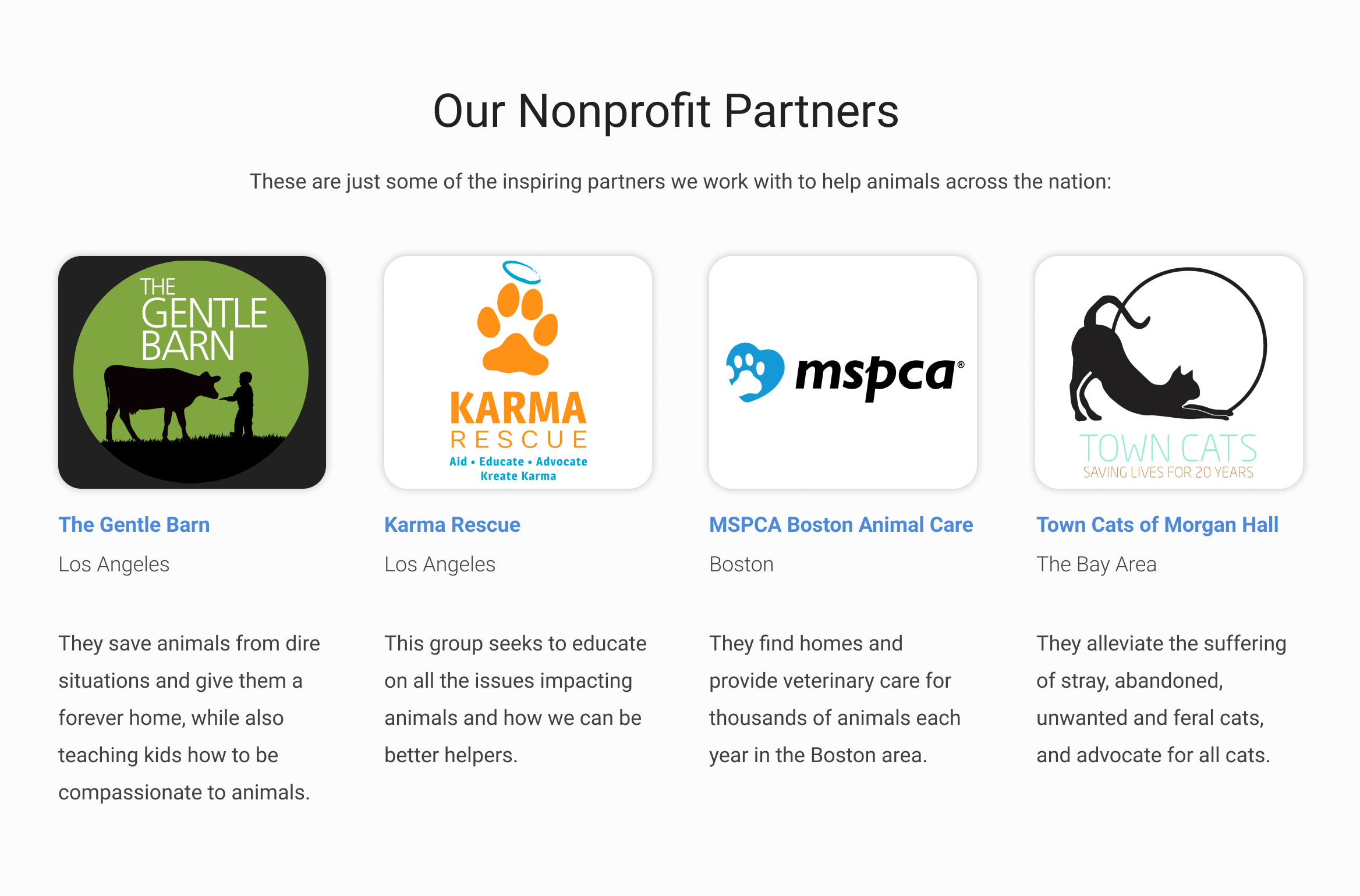 Our Nonprofit Partners Section