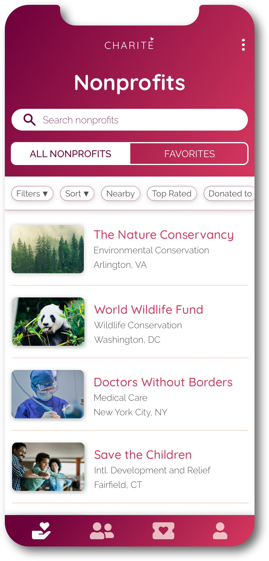 Homepage & Nonprofits Mockup