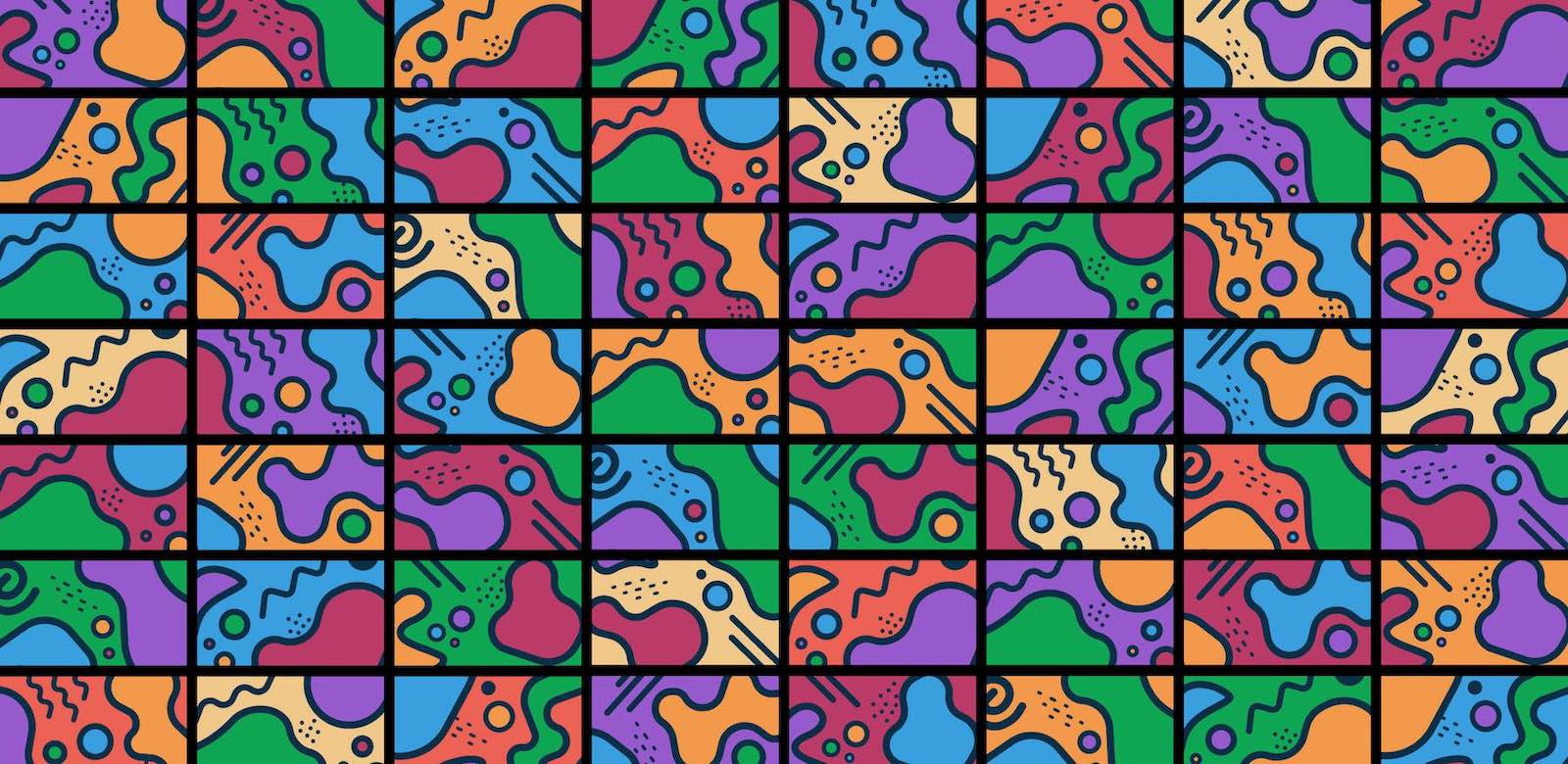 Illustration of colorful funky shapes